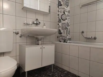 a bathroom with a sink and a toilet at Global Citizen 5 in St. Gallen