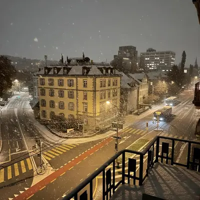 a view of a city street with a building at Apartment im Zentrum St Gallen in St. Gallen