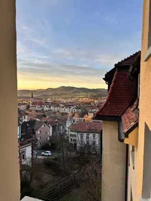 a view of a city from a building at Gemütliche und geräumige 2,5 Zimmer Wohnung mit kostenlosem Parkplatz in St. Gallen