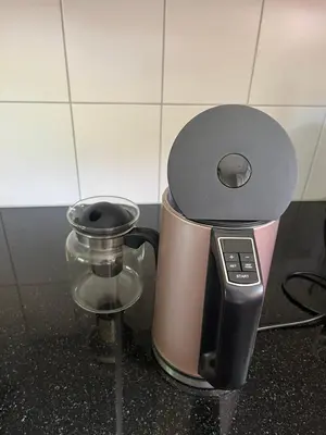 a coffee maker sitting on top of a counter at Ferienwohnung Panoramablick in Nesslau