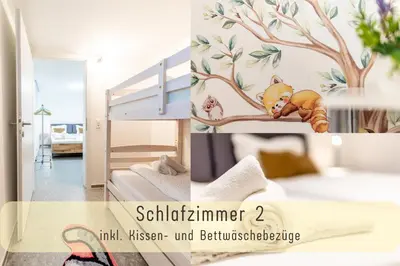 a collage of photos of a childs bedroom and a childs room at Gemütliche Souterrainwohnung mit gratis Parkplatz in St. Gallen