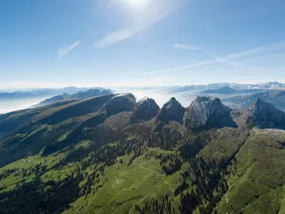 an aerial view of a mountain with trees and mountains at Apartment by Interhome in Unterwasser