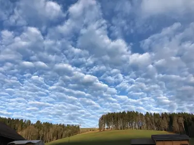a cloudy sky above a green field with trees at Apartment nirkwerk by Interhome in Schönengrund