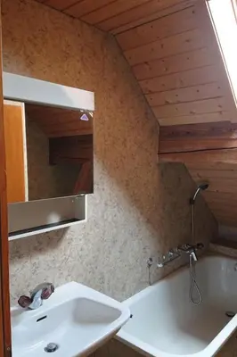 a bathroom with a sink and a mirror at Apartment Alpen-Paradies Edelweiss Urnäsch by Interhome in Urnäsch