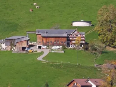 an aerial view of a large barn in a field at Apartment Hasenbüel by Interhome in Ricken