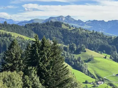 a view of a valley with trees and mountains at Apartment Allegra Appenzell by Interhome in Trogen