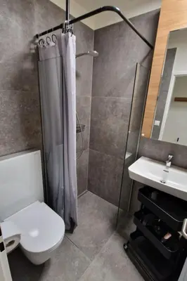 a bathroom with a toilet and a shower and a sink at Apartment Terrasse & Pistenähe by Interhome in Alt Sankt Johann