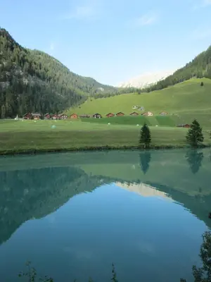 a large body of water next to a green field at B&B Am Büel in Sevelen