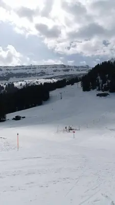 a snow covered slope with trees in the distance at Stofel 2078 in Unterwasser