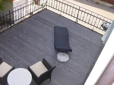an overhead view of a table and chairs and a table and sidx sidx at Hotel Restaurant Belvedere in Weissbad