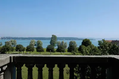 a view of the water from a balcony at Kreuzlingen Youth Hostel in Kreuzlingen