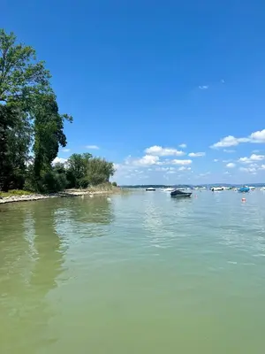 a large body of water with boats in it at Hotel Restaurant Pizzeria Rotes Haus in Landschlacht Gemeinde Münsterlingen