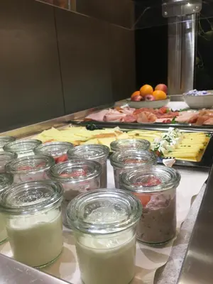 a bunch of jars of food on a counter in a kitchen at Giesserei in Arbon