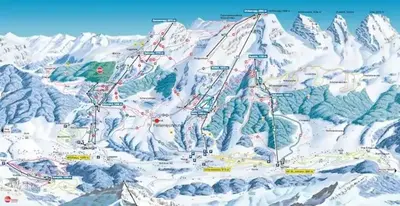 a map of a ski resort in the mountains at Beautiful holiday apartment in Wildhaus Toggenburg in Wildhaus
